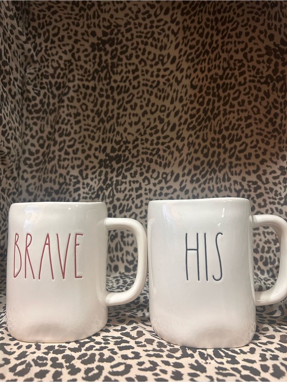 Rae Dunn Ceramic “Brave-His” Mugs